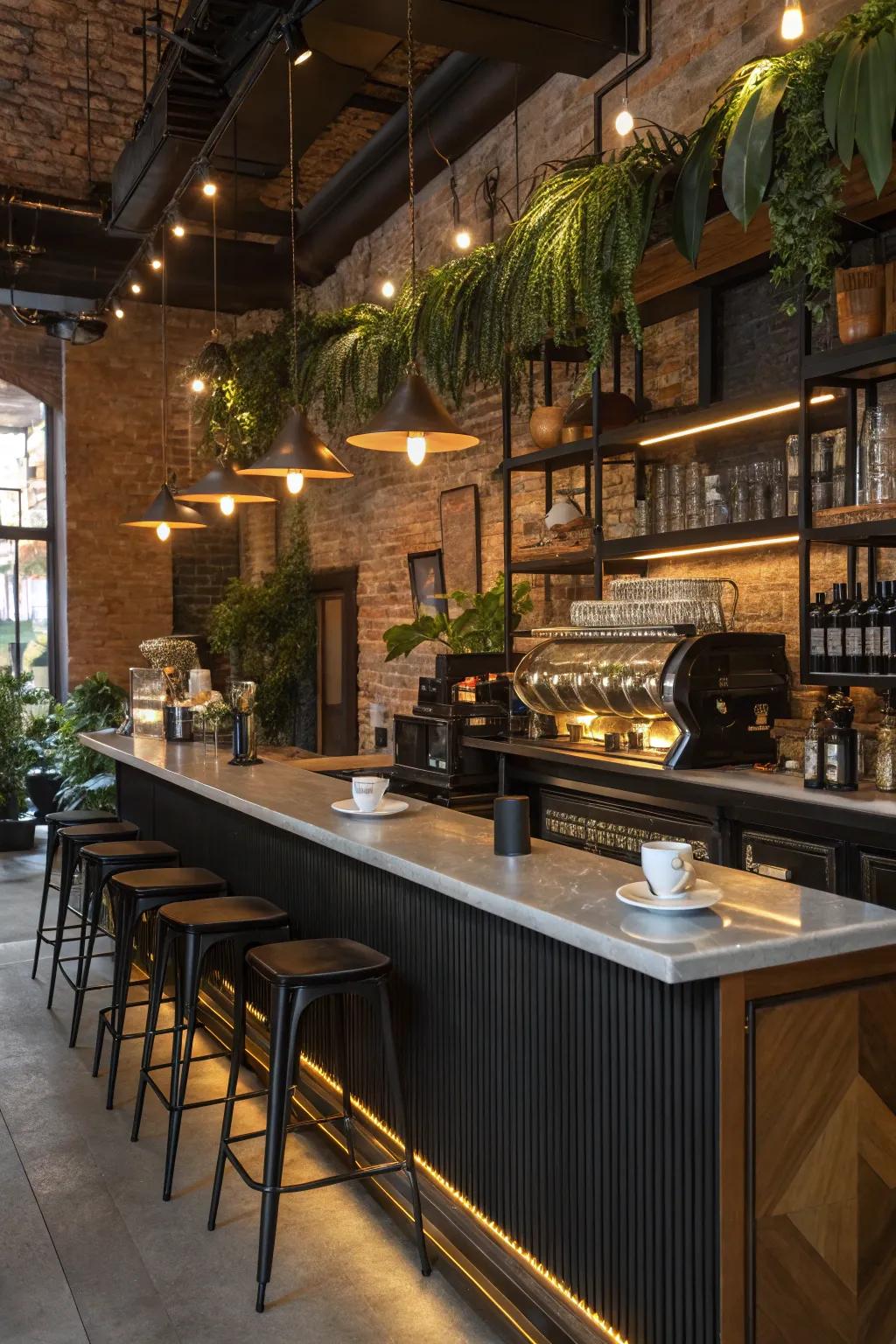 Eclectic charm with a mix of aesthetics in a coffee station