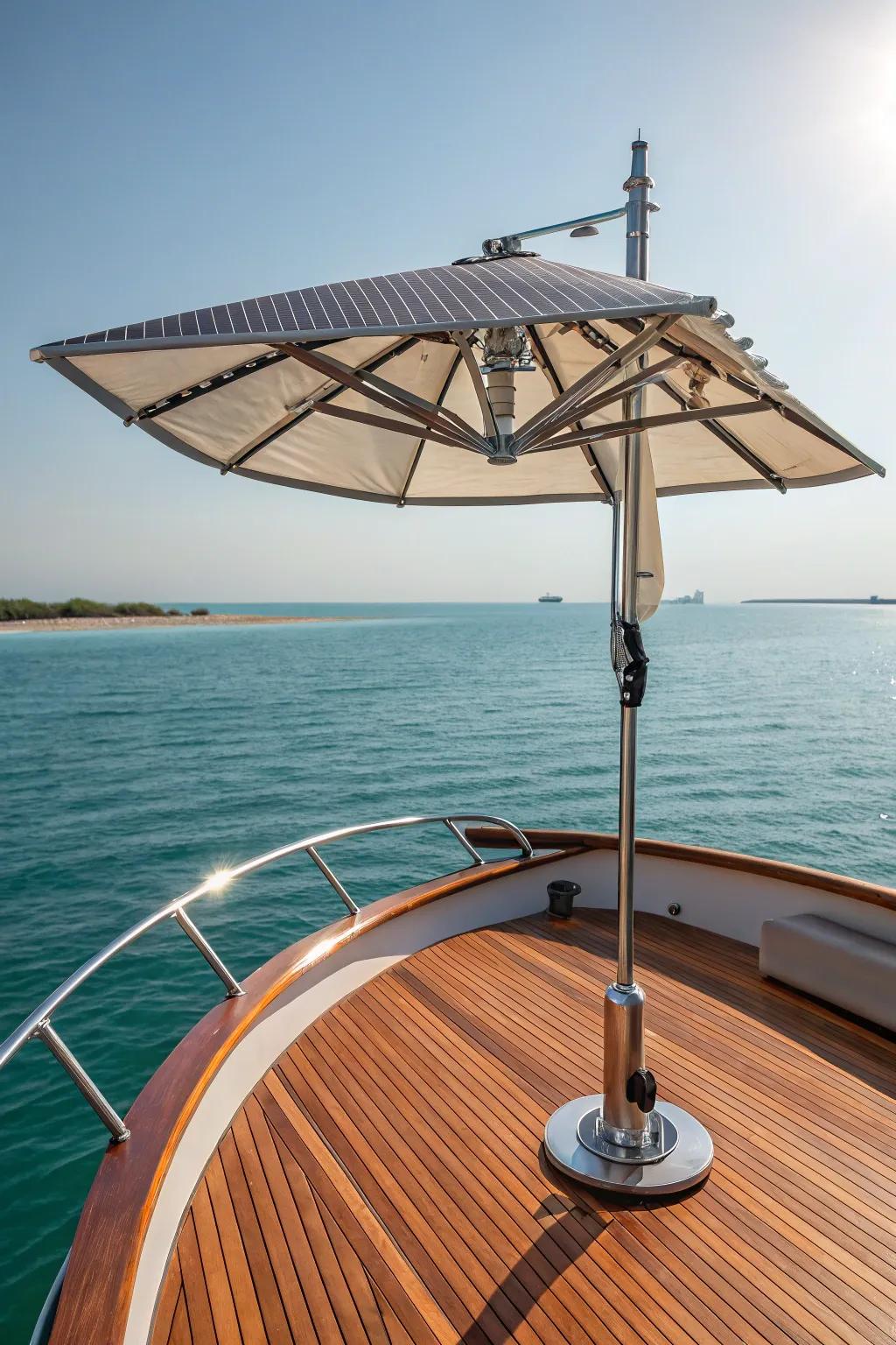 Use the sun's energy on the open sea with this sun-powered shade.