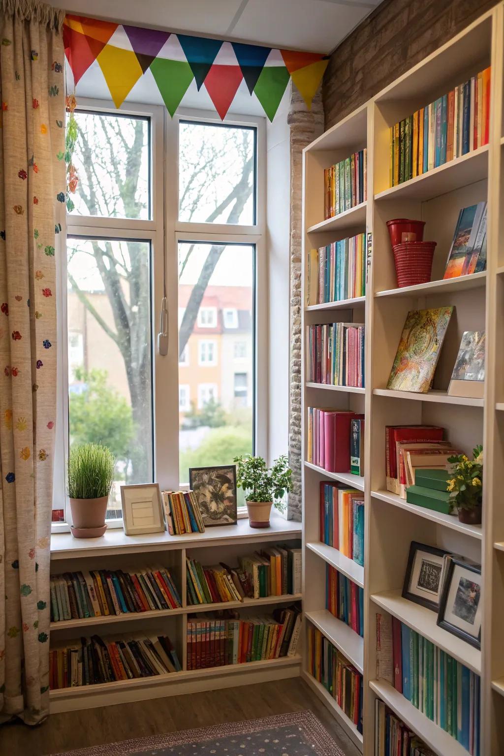 Make a bold statement with a colorful backdrop for your shelves.