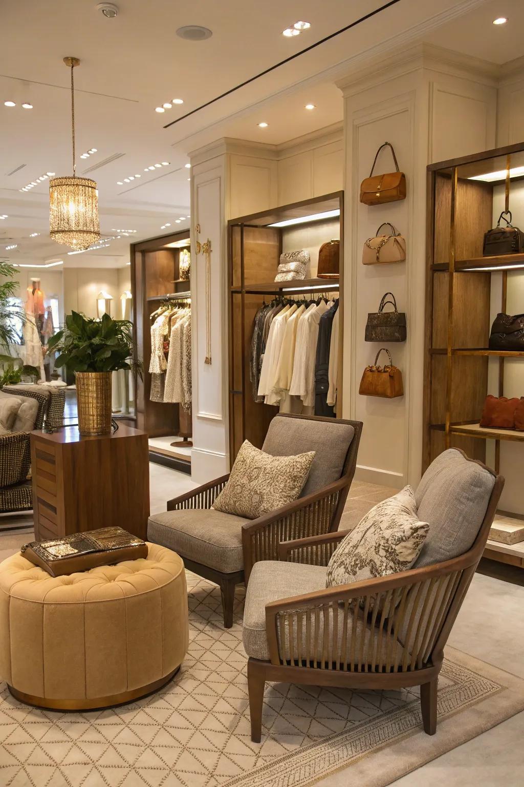 A shop interior featuring intimate seating areas, inviting relaxation and longer visits.