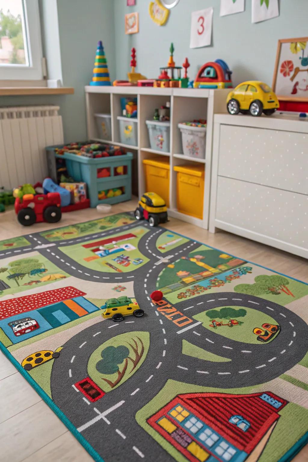 A decorative rug that encourages motion and fun.