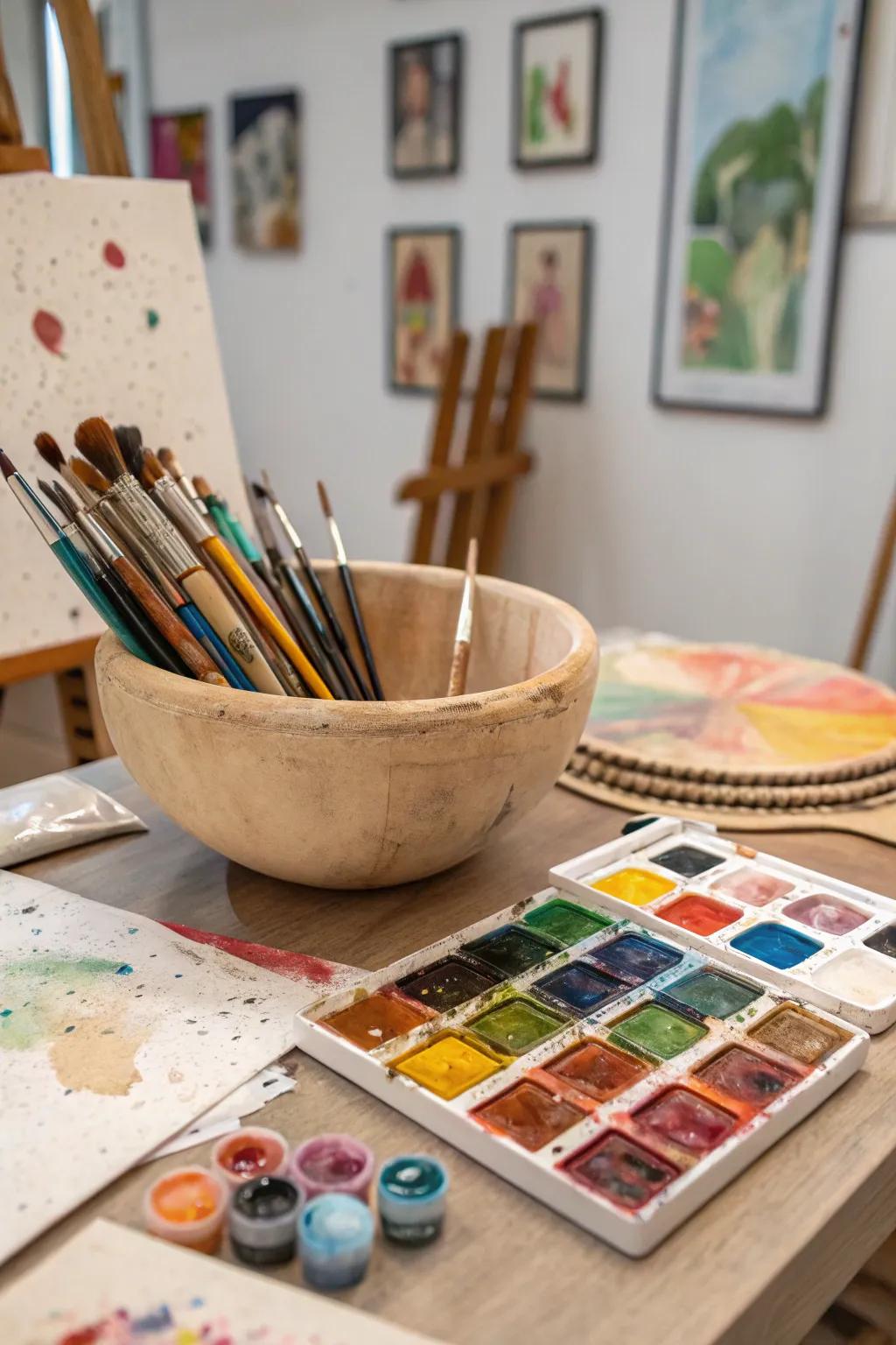 Artistic inspiration through the use of painting supplies