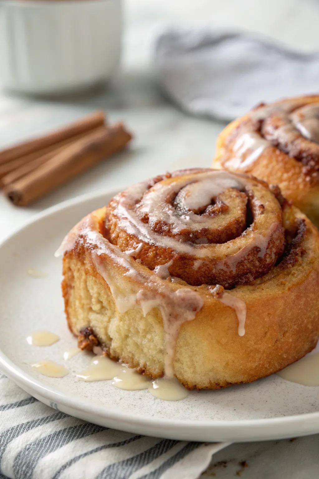 Cinnamon roll bread, a sweet and gooey indulgence.
