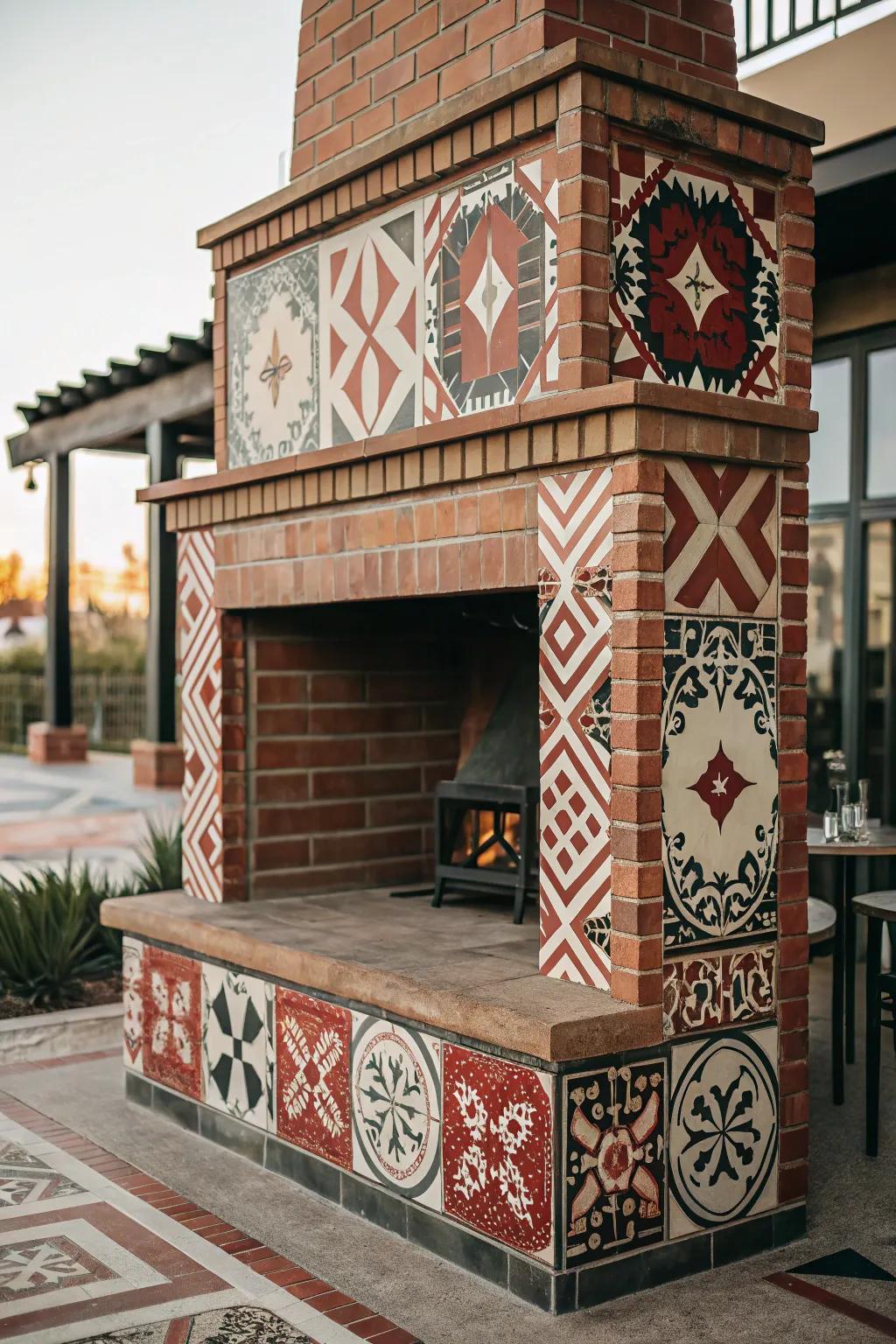 Bold tiles will transform your fireplace into a masterpiece.