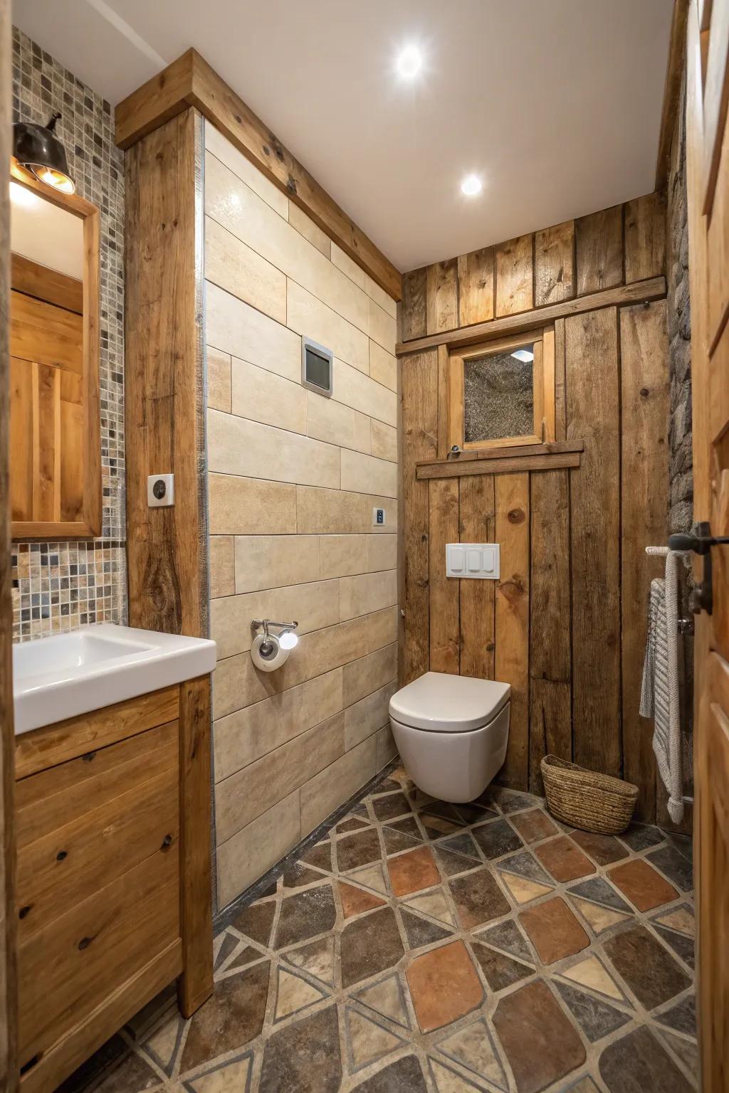 Repurposed materials introduce history and sustainability to your bathroom.