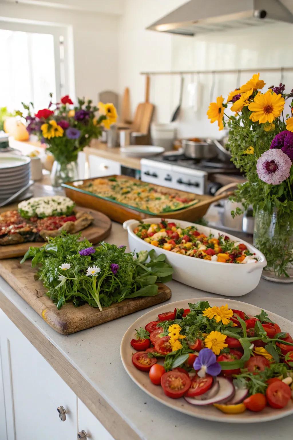 With seasonal garnishes, you can add flavor and vibrancy to your buffet dishes.