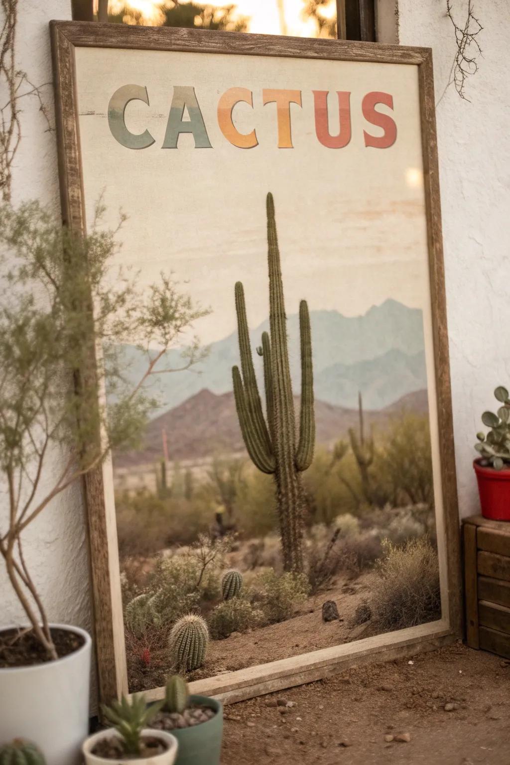 A nostalgic classic cactus poster.