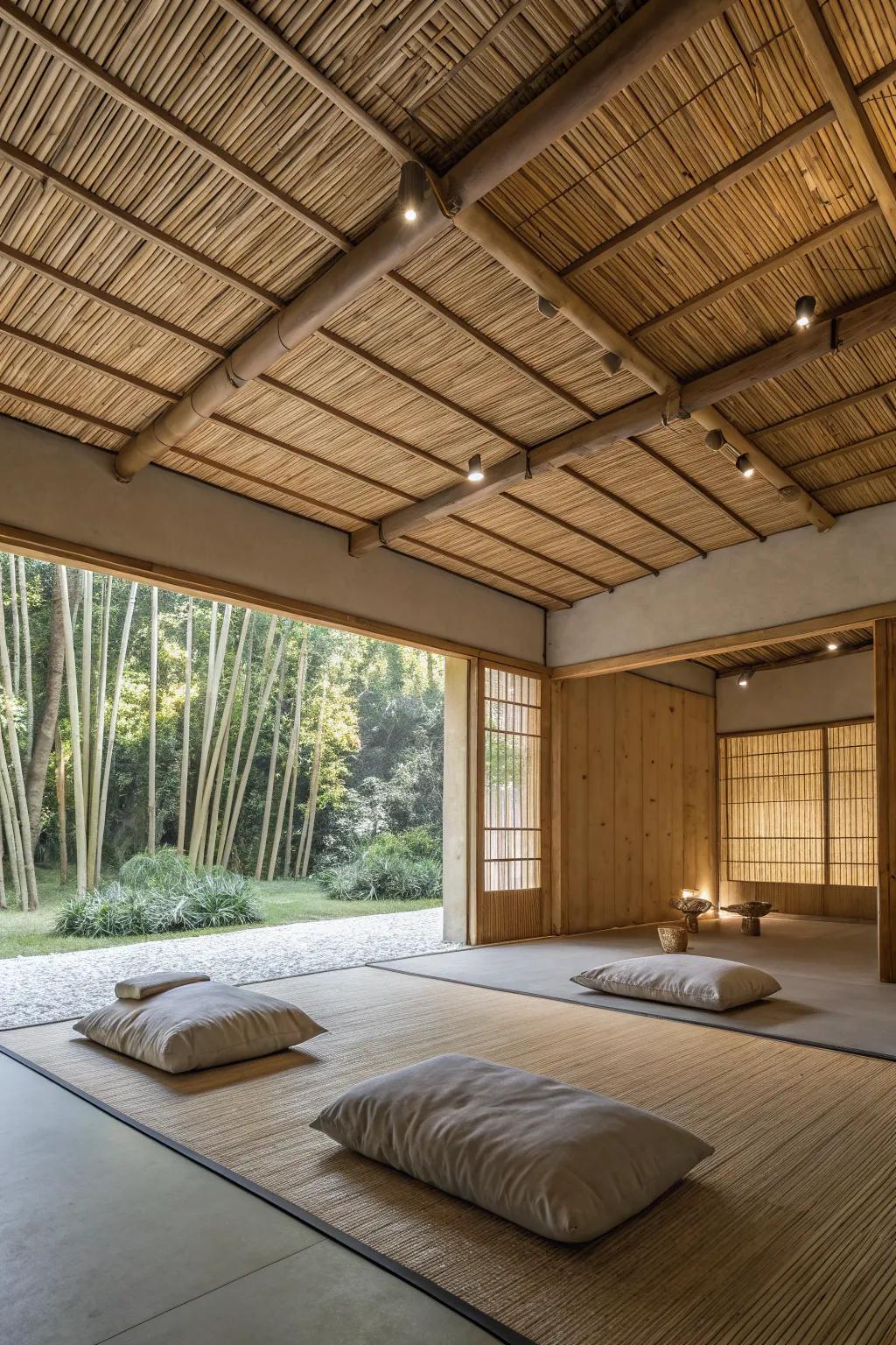 Plant-fiber panels bring a natural and calming vibe to your ceiling.