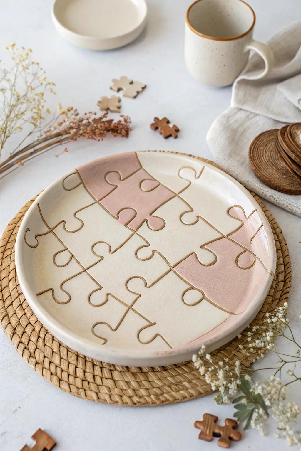 Engage your guests with a ceramic serving dish that combines minimalist beauty and interactive design.