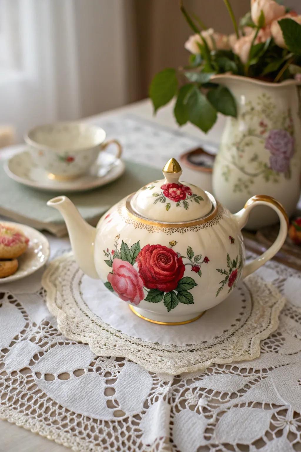 Infuse romance with rose-themed ceramic pieces.