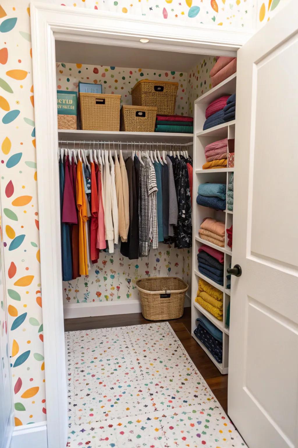 Peel-and-stick wallpaper: unexpected flooring fun.