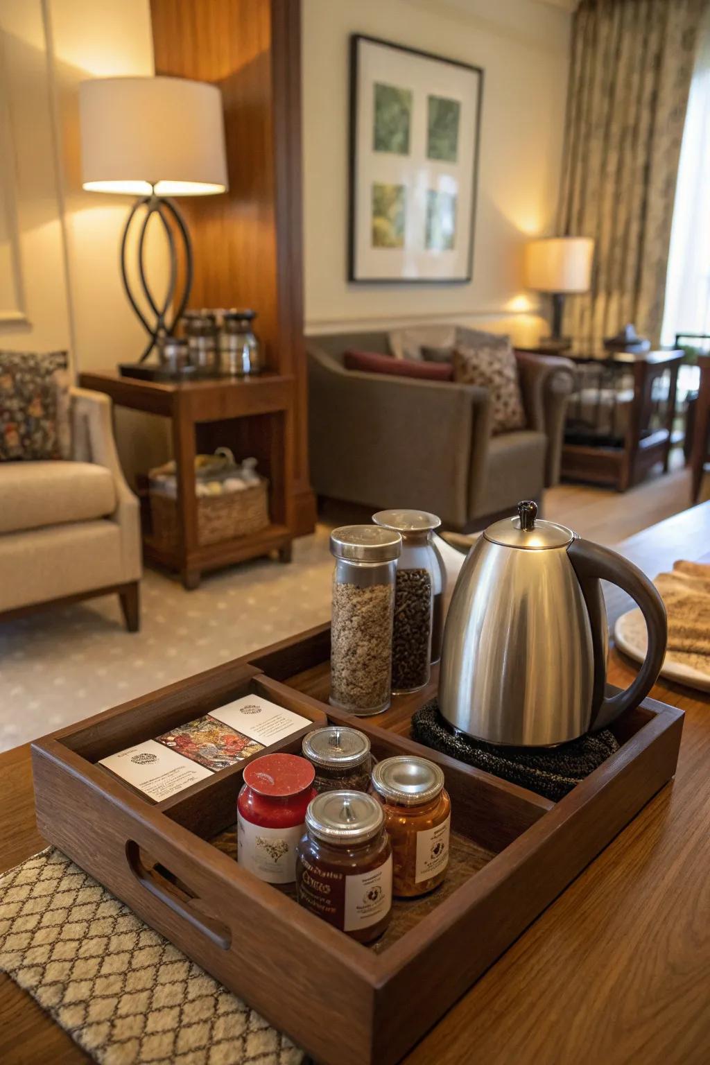 A charming drinks station for cozy evenings.
