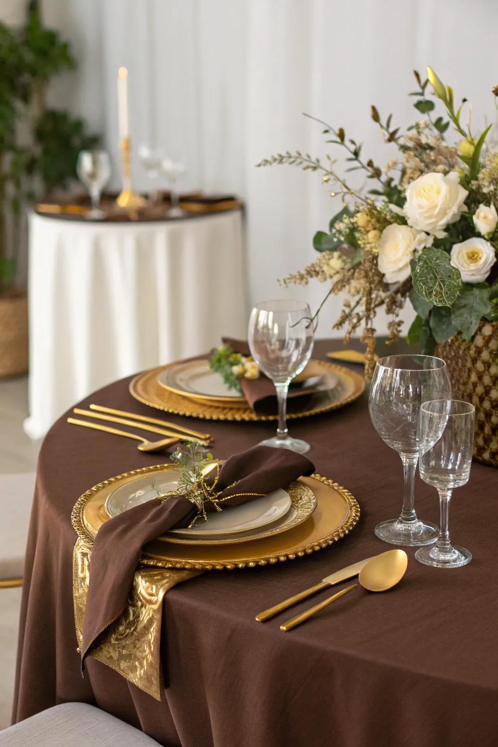 A refined chocolate-inspired table layout for a special get-together.