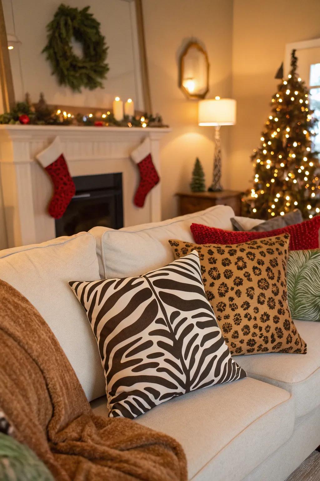 Animal prints bring a playful accent to the festivities.