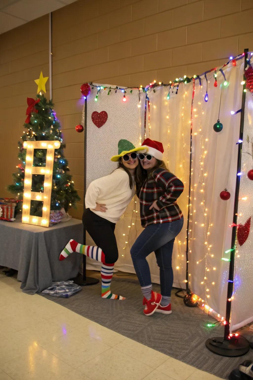 A picture booth lets guests capture the fun of your sock exchange.