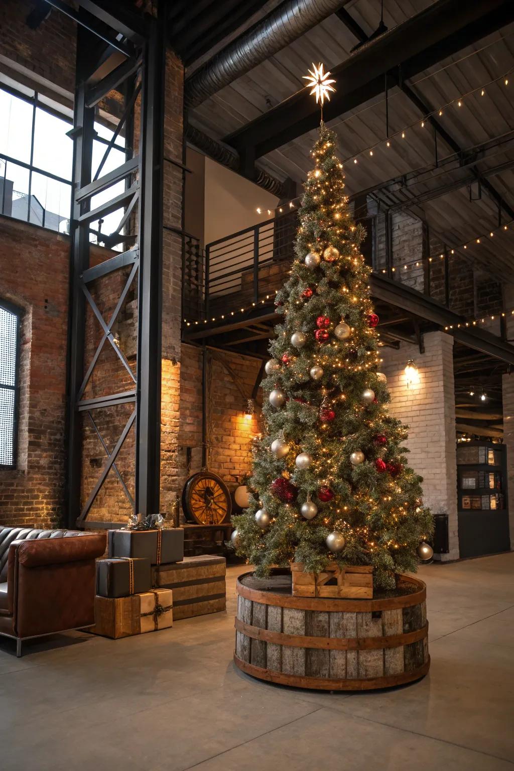 An industrial edge theme lends your tree an exclusive urban chic.