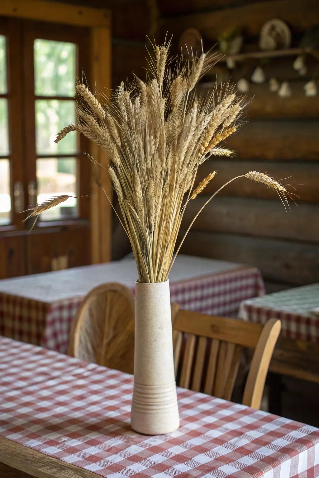 Country-inspired charm: grain brings warmth and rustic elegance.