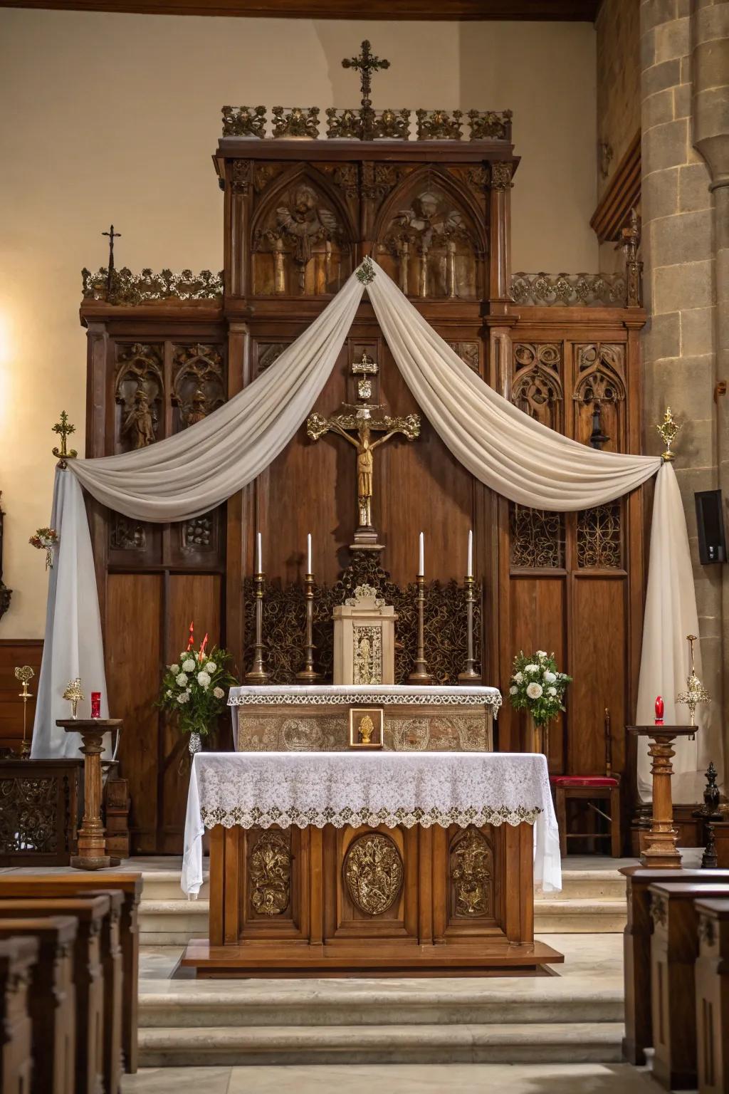 A place of worship showcasing layered textures, adding dimension and interest.