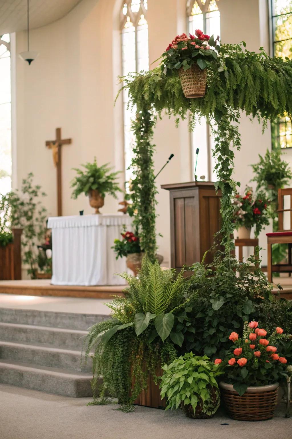 Greenery adds life and vibrancy to your stage layout.