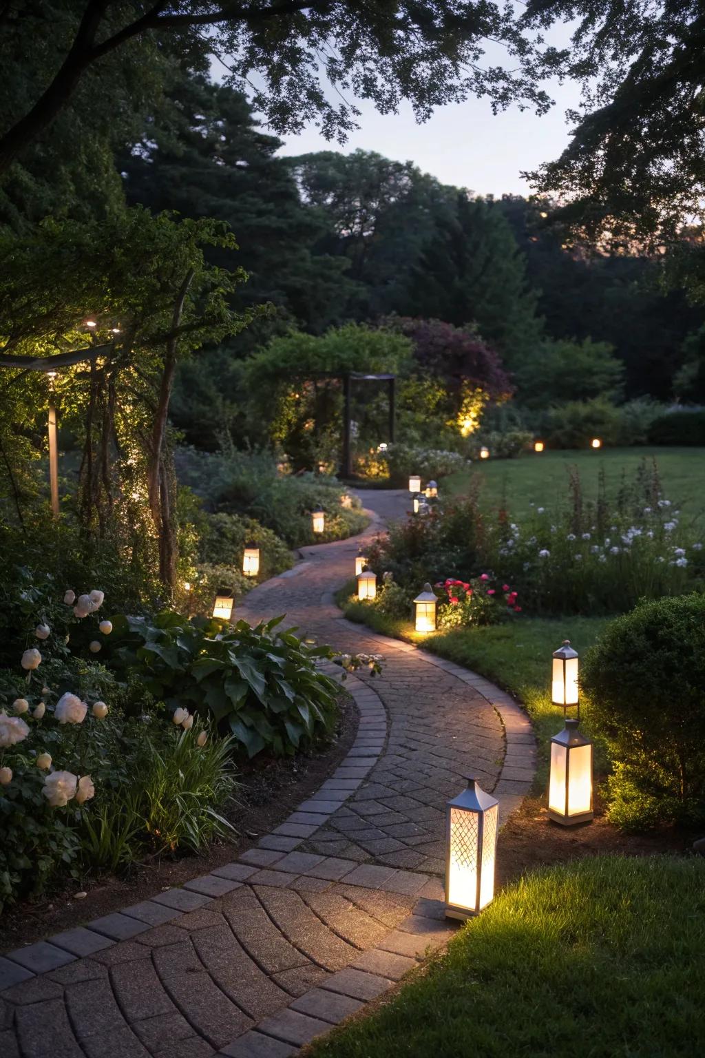 Elegant yard path lights.