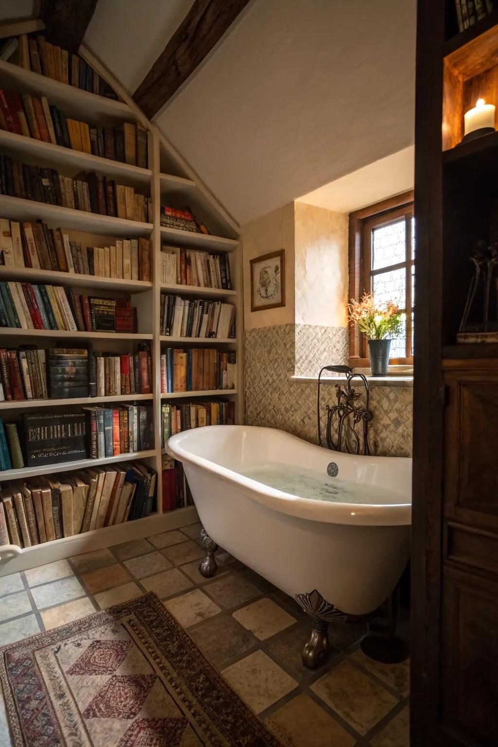 An enchanting recess where a pedestal tub becomes a private retreat.