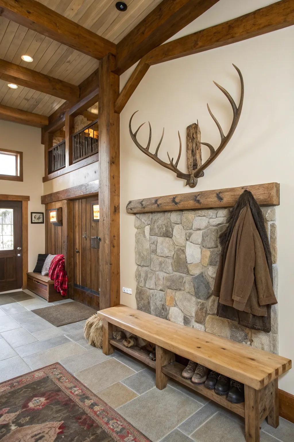 A simulated antler hanger, impeccable for incorporating a hint of wilderness to your decor.