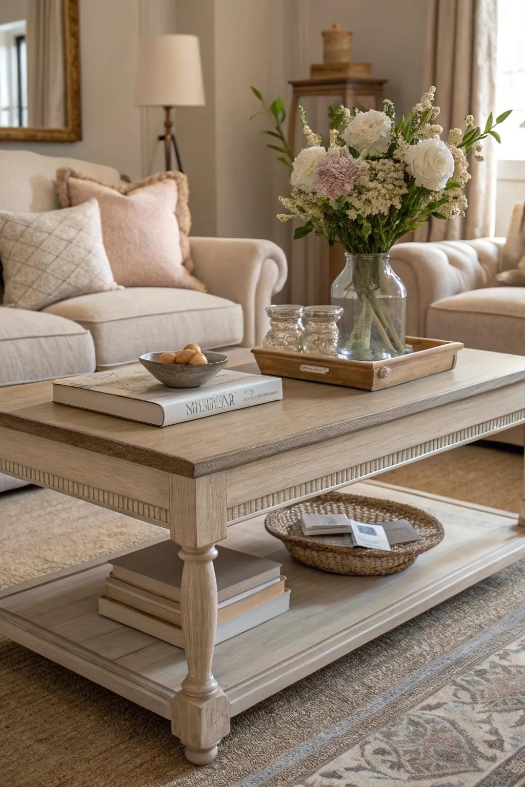 Neutral tones create a serene and balanced environment.