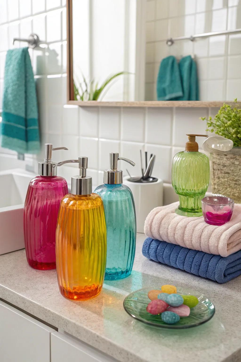 Glass accents that gleam with color.