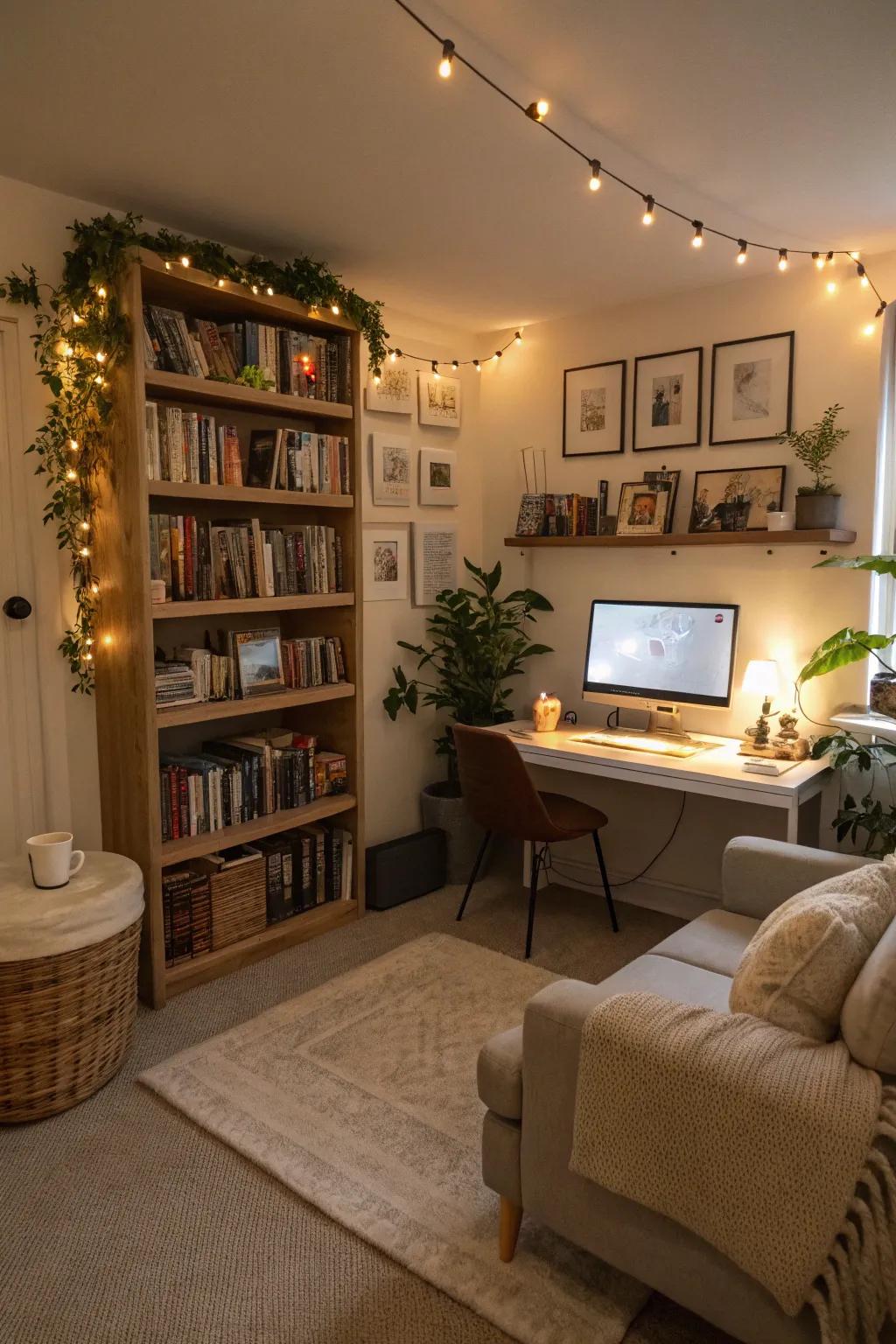 A personalized sanctuary designed to inspire and relax within a computer room.