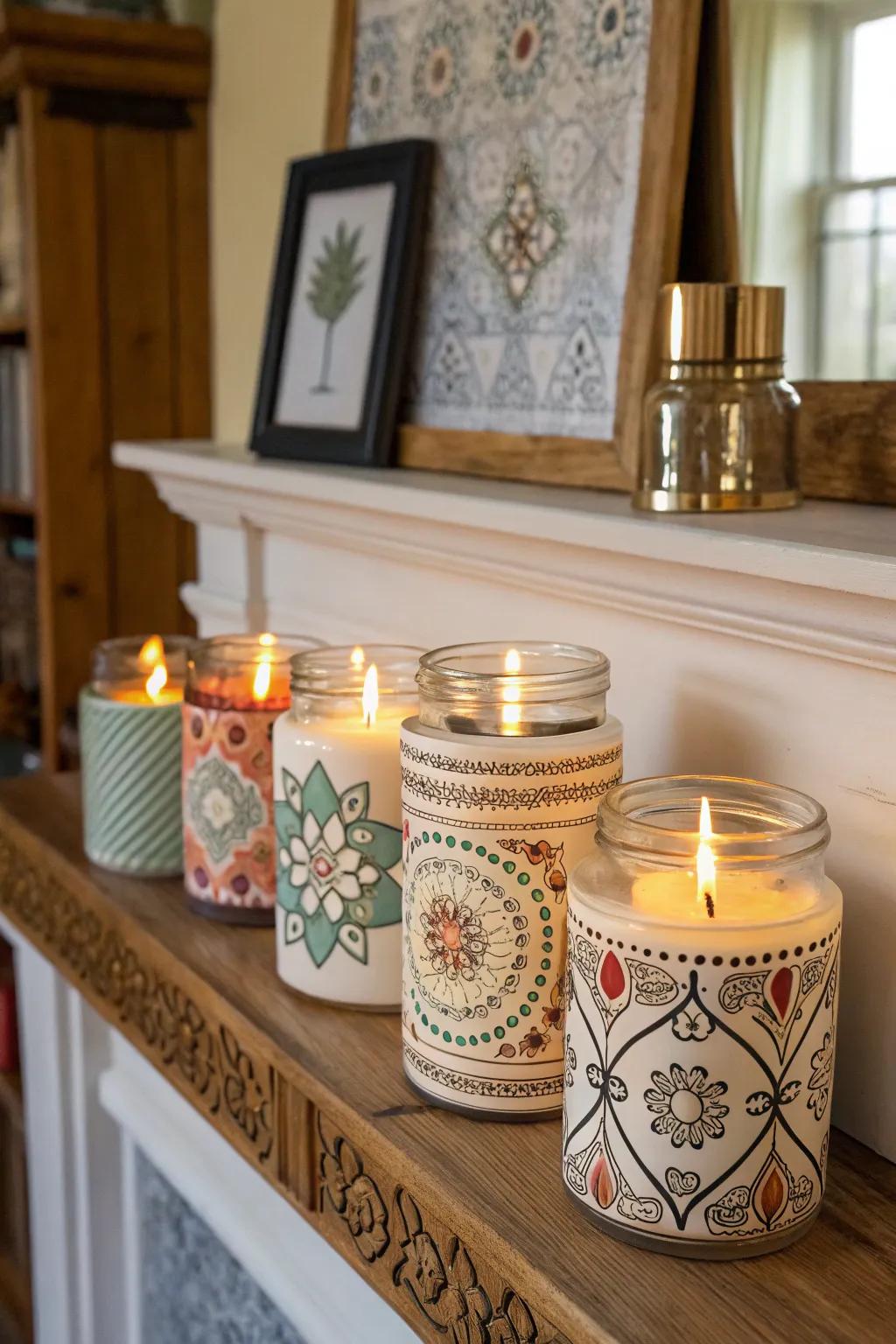Artistic jar candles are both functional and decorative.