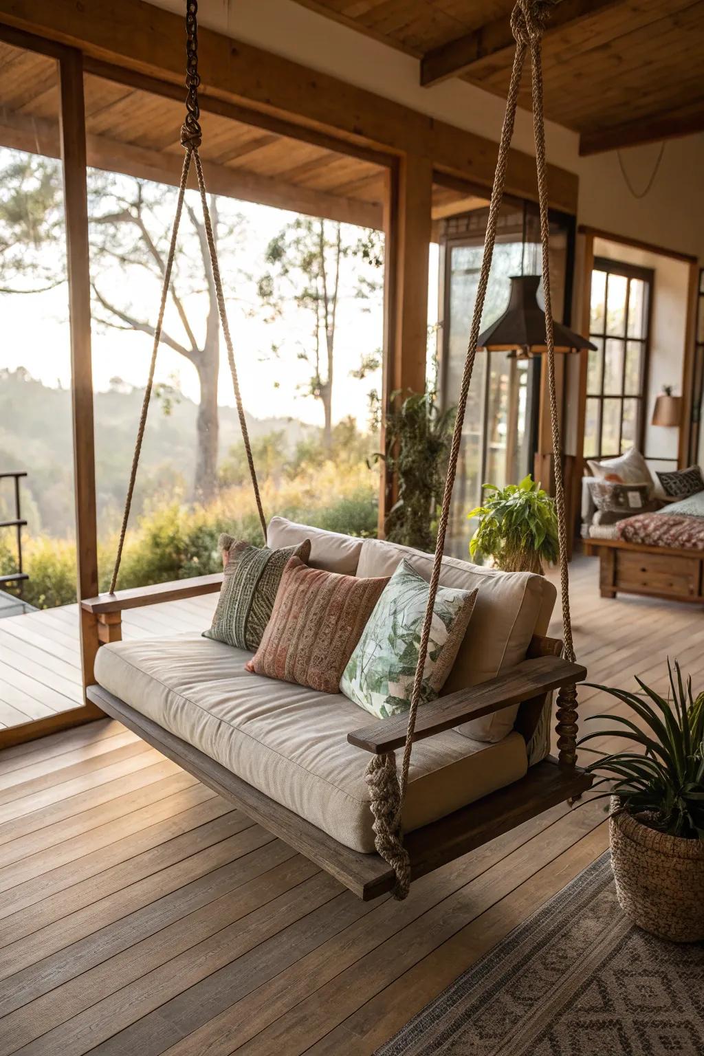 Open-air inspired items bring a refreshing and playful touch to this living room.