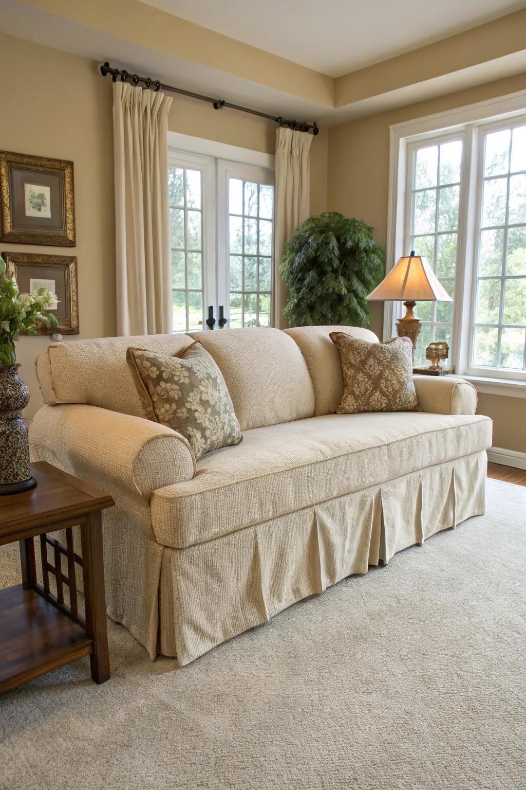 Custom wraps provide a perfectly tailored fit for your couch.