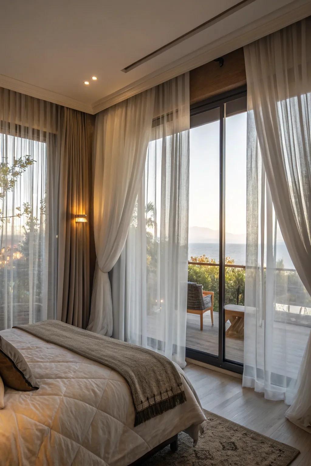 Layered drapes merge style and utility.