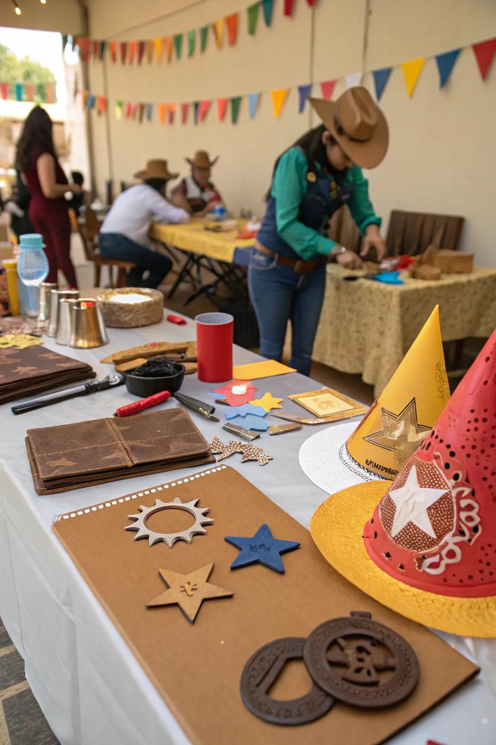 Encourage creativity with a sheriff star crafting station.