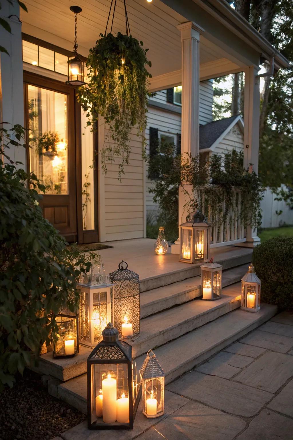 Decorative holders add a traditional cozy touch to any entrance.