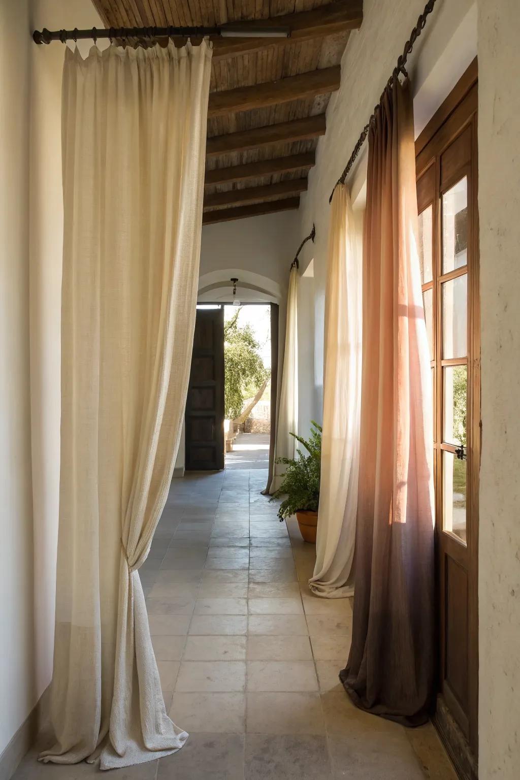 Color change drapes provide a smooth and stylish hue transition.