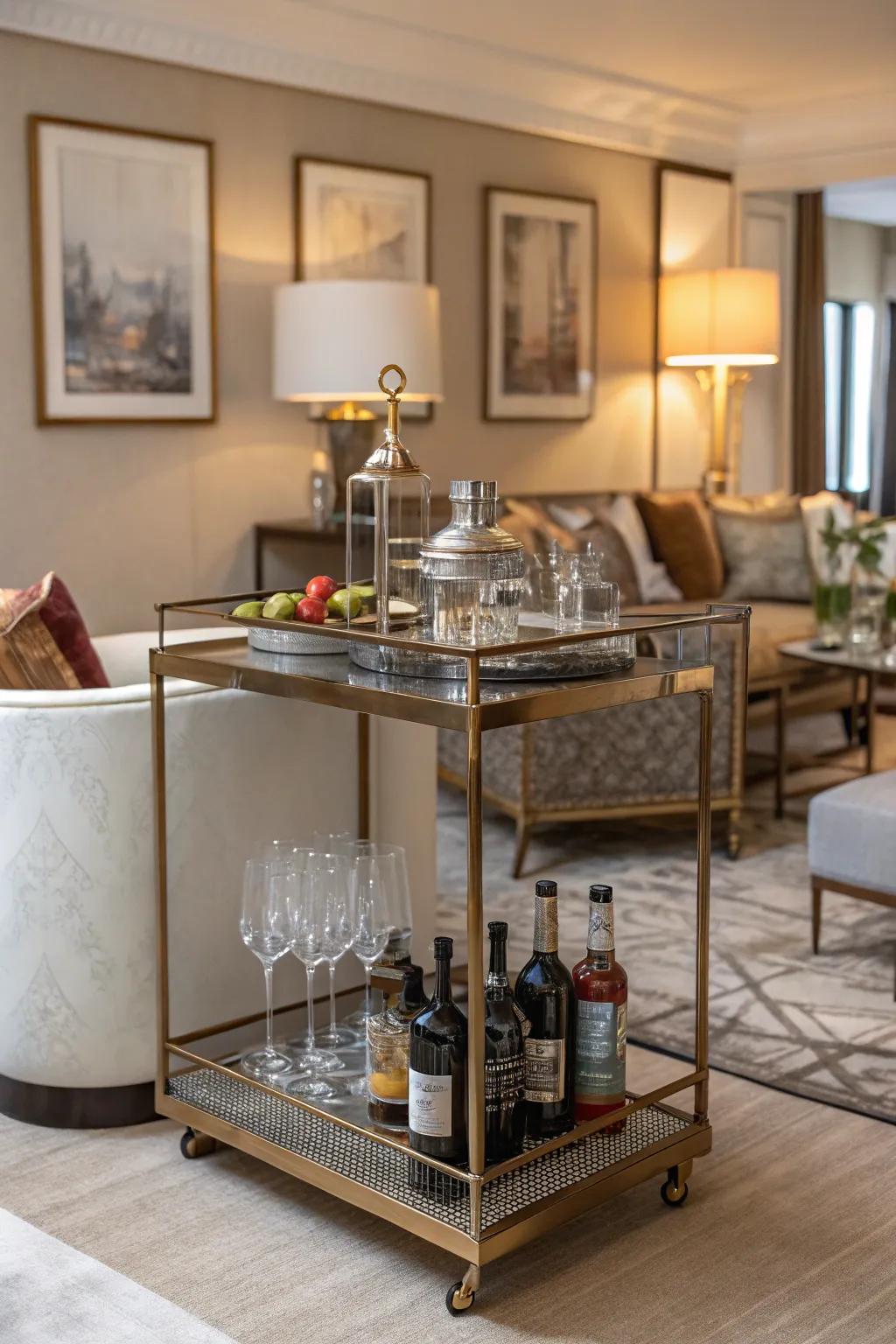 Bespoke drinks trolley adding elegance and fun to social gatherings