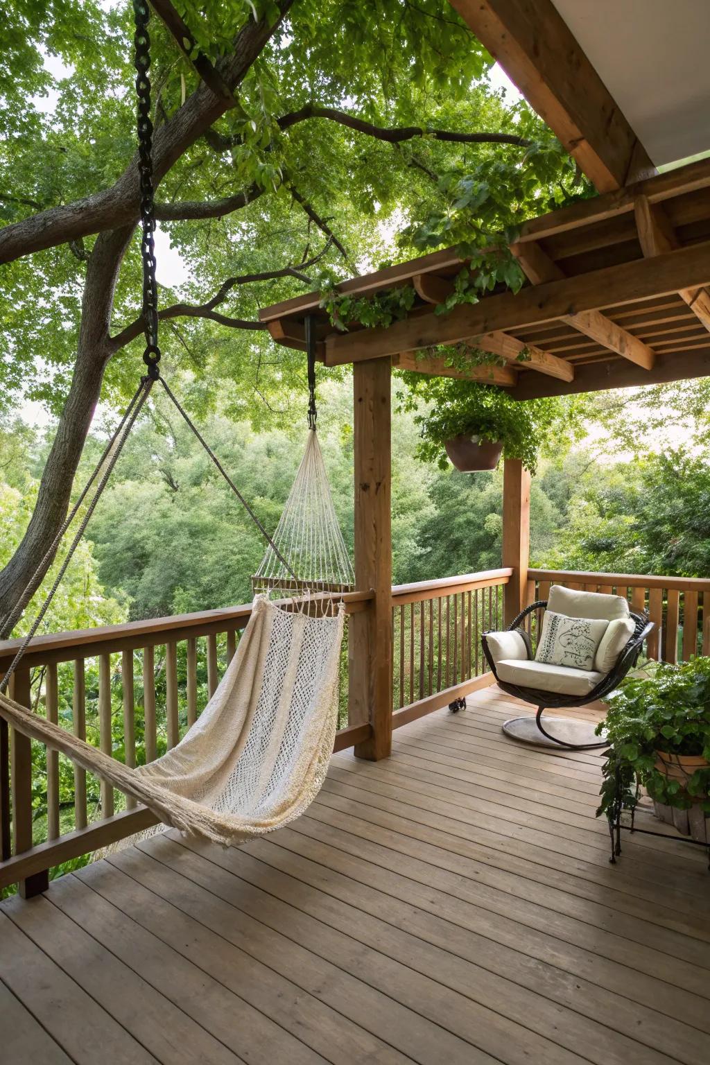 Delight with unexpected additions like a hammock.