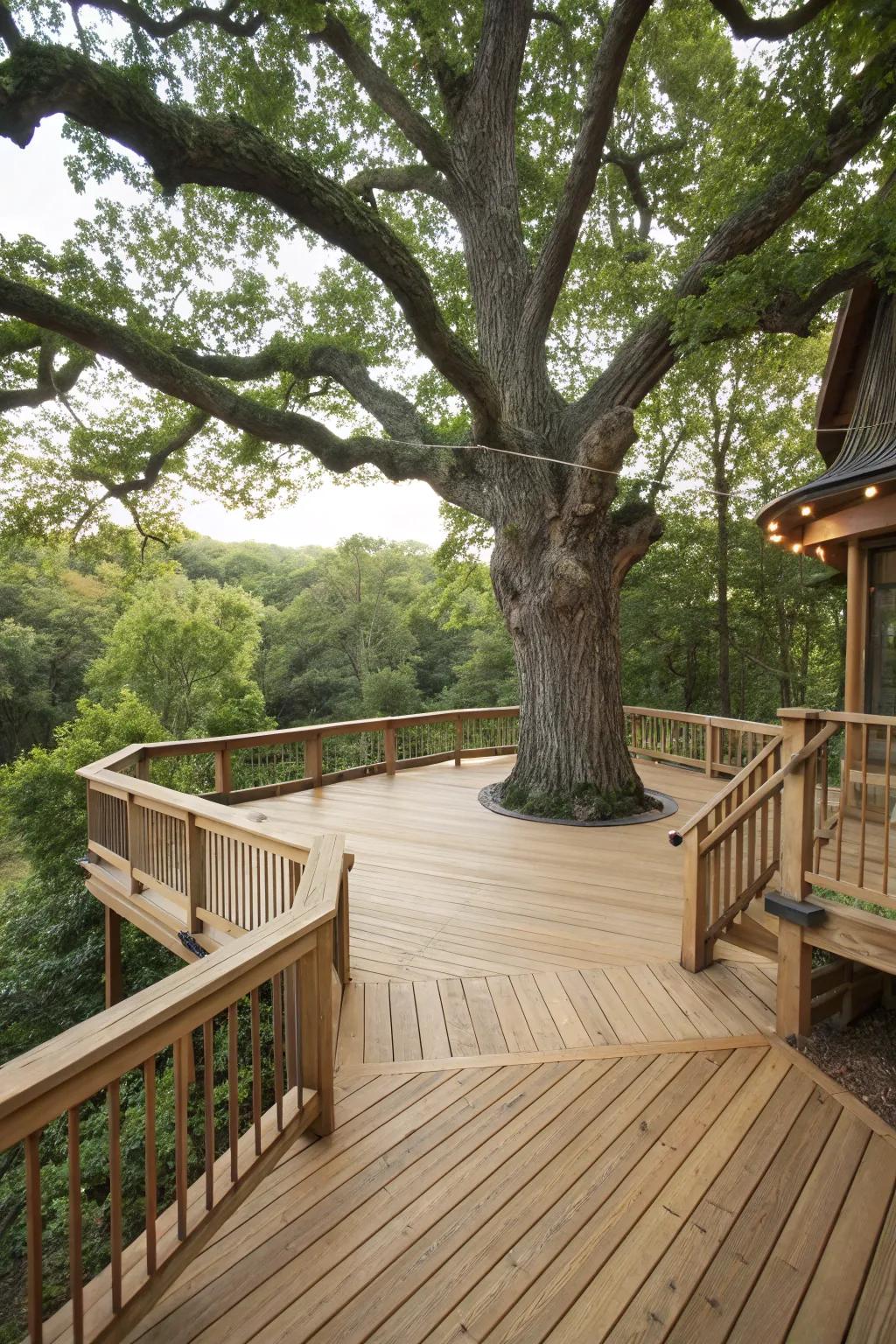 Building around trees incorporates earthy appeal and character.