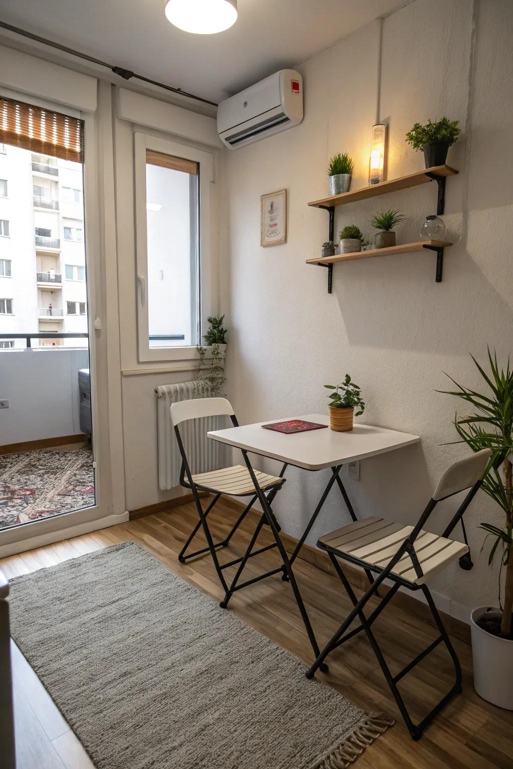 Collapsible furniture provides flexibility and convenience in small homes.