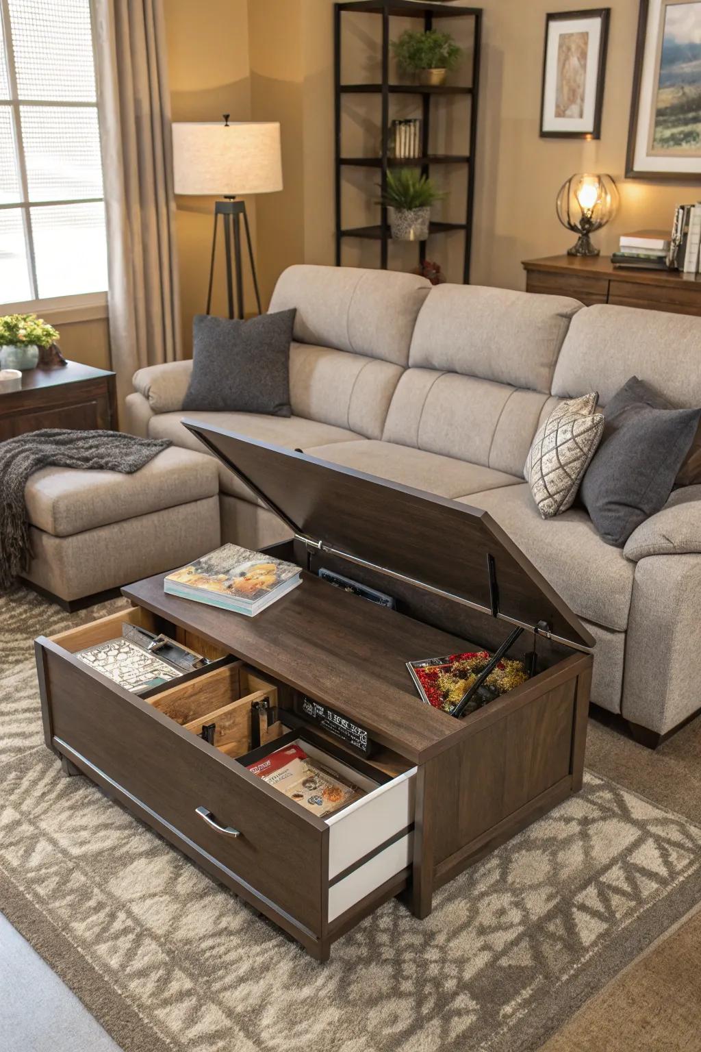 Multi-functional furniture maximizes area and style.