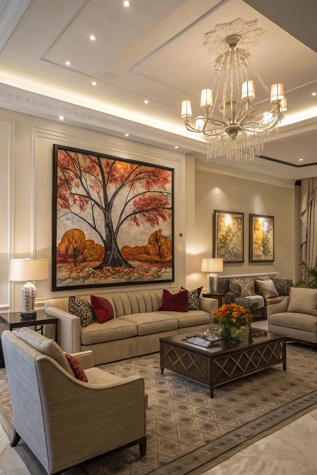 A striking highlight feature that elevates the room's aesthetic.