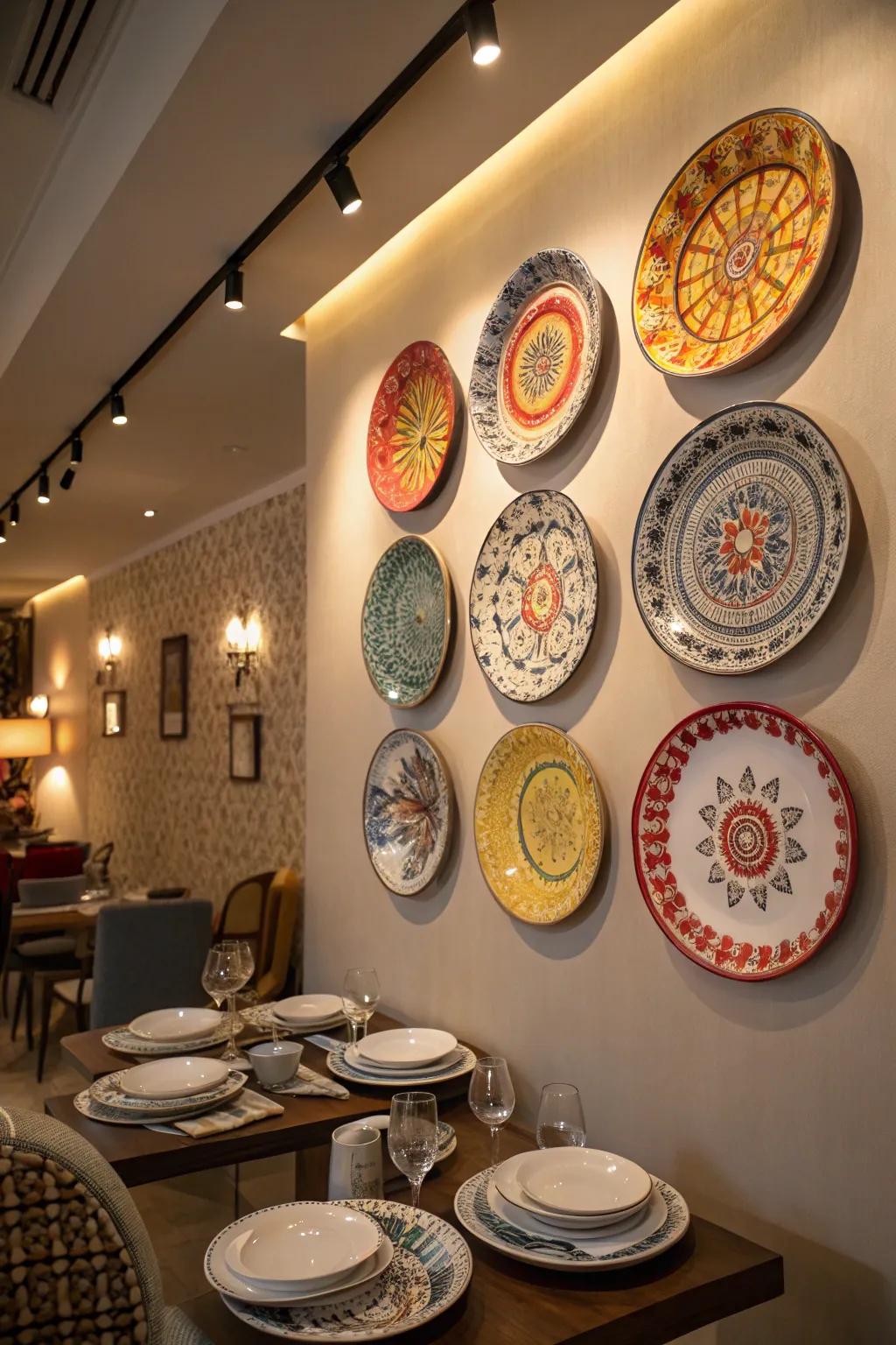 Illumination enhances the beauty and ambiance of plate displays.