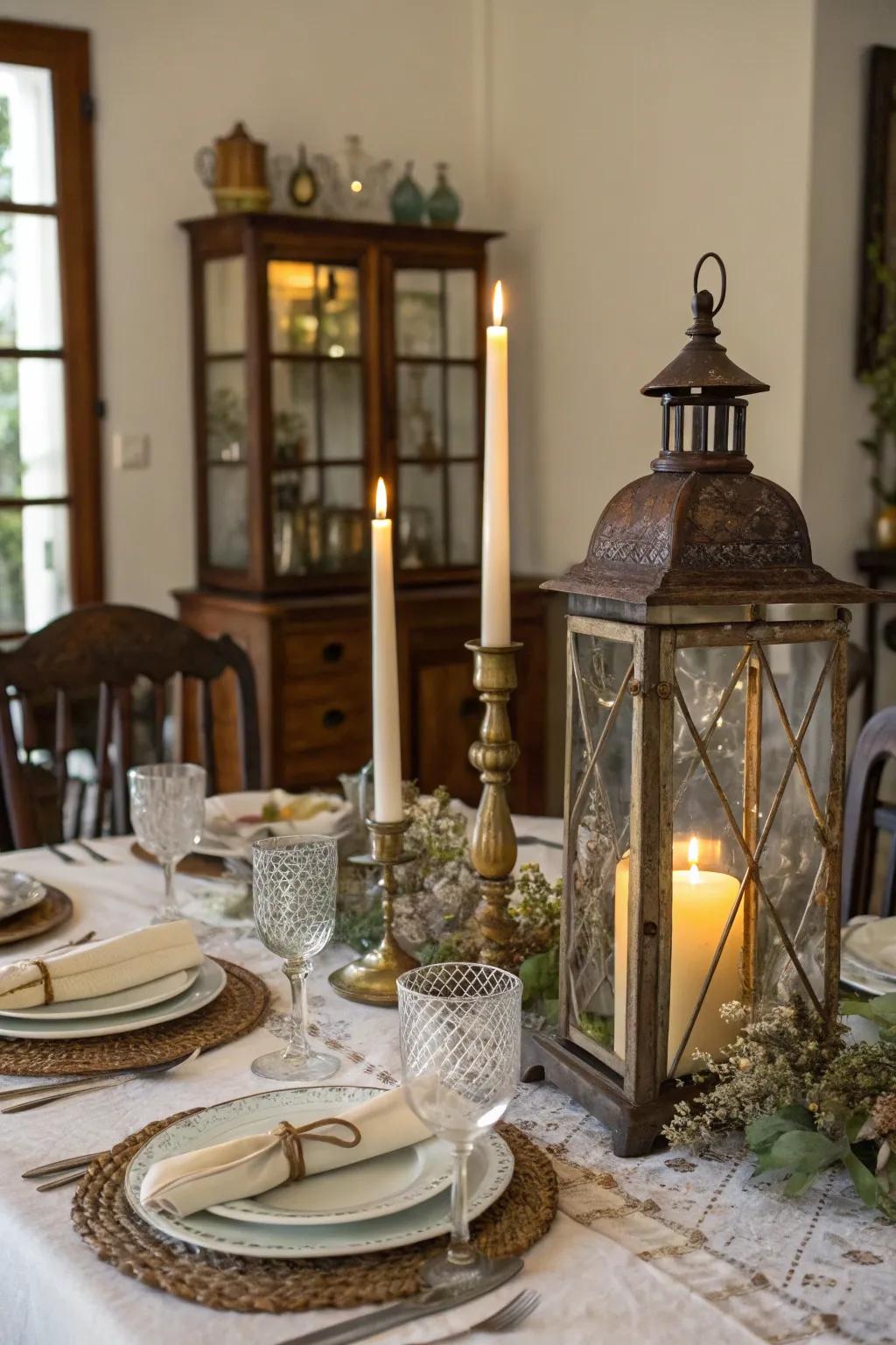 Vintage finds infuse your dining table with timeless elegance and character.