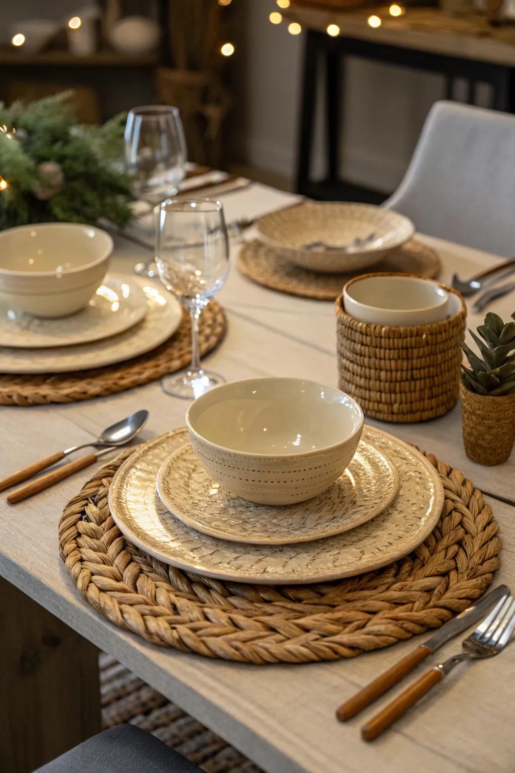 Handcrafted details like handcrafted ceramics add character to the table.