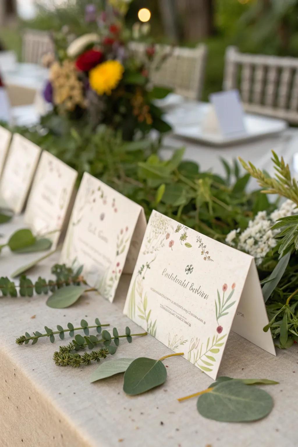 Seed paper seating cards provide a lasting and memorable impression.