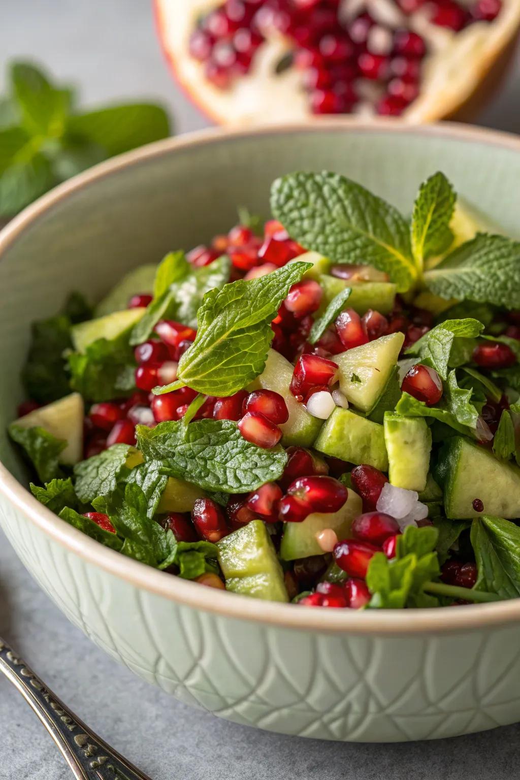 Herb and seed salad, adding freshness and color to your meal.