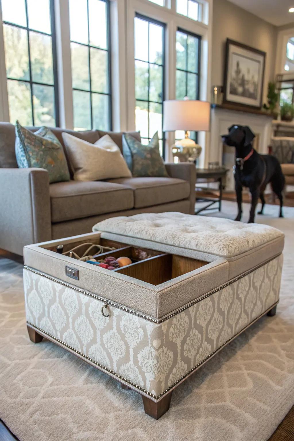 Keep it sleek with hidden lead storage.