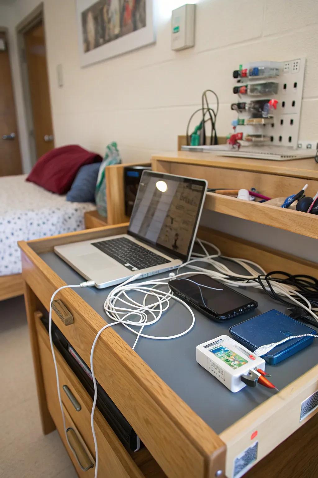 Effective cable organizing keeps your table efficient and organized.