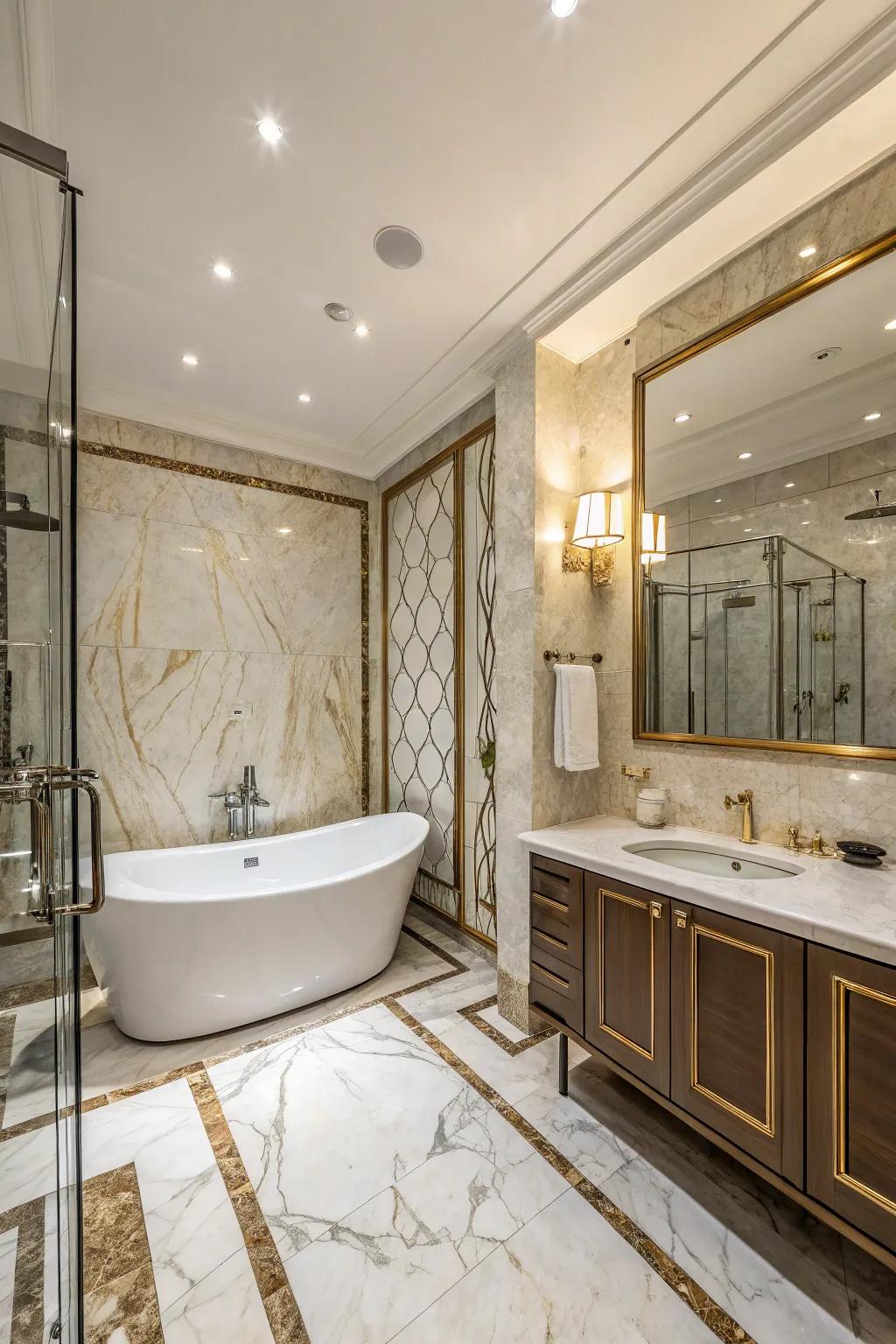 Luxury materials elevate your bathroom to a sophisticated retreat.
